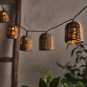 10 Rattan Lantern Solar Fairy Lights