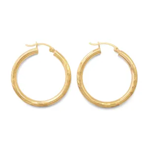 10K Yellow Gold Hoop Earrings 1.25 inches