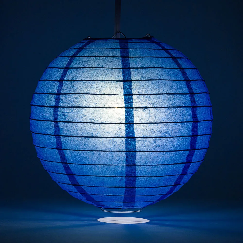 10" Dark Blue Round Paper Lantern, Even Ribbing, Chinese Hanging Wedding & Party Decoration