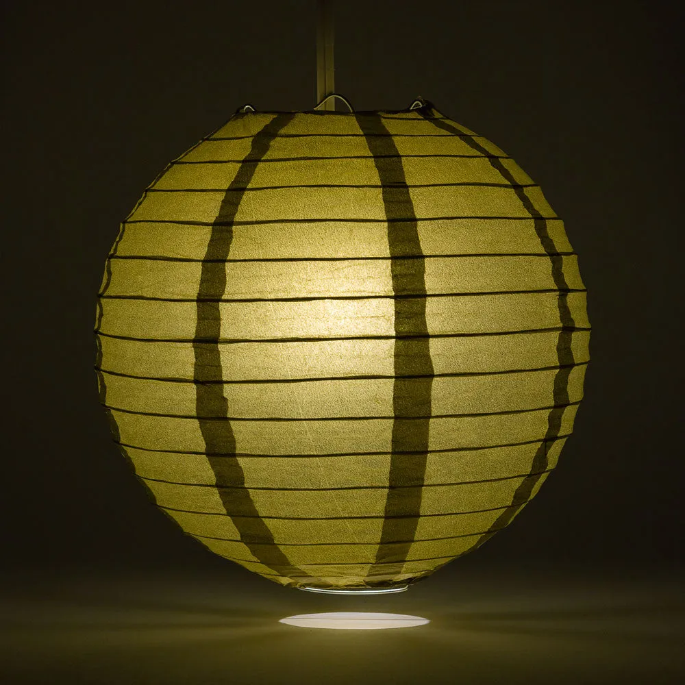 10" Gold Round Paper Lantern, Even Ribbing, Chinese Hanging Wedding & Party Decoration