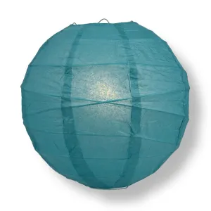 10" Tahiti Teal Round Paper Lantern, Crisscross Ribbing, Chinese Hanging Wedding & Party Decoration