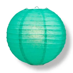 10" Teal Green Round Paper Lantern, Even Ribbing, Chinese Hanging Wedding & Party Decoration