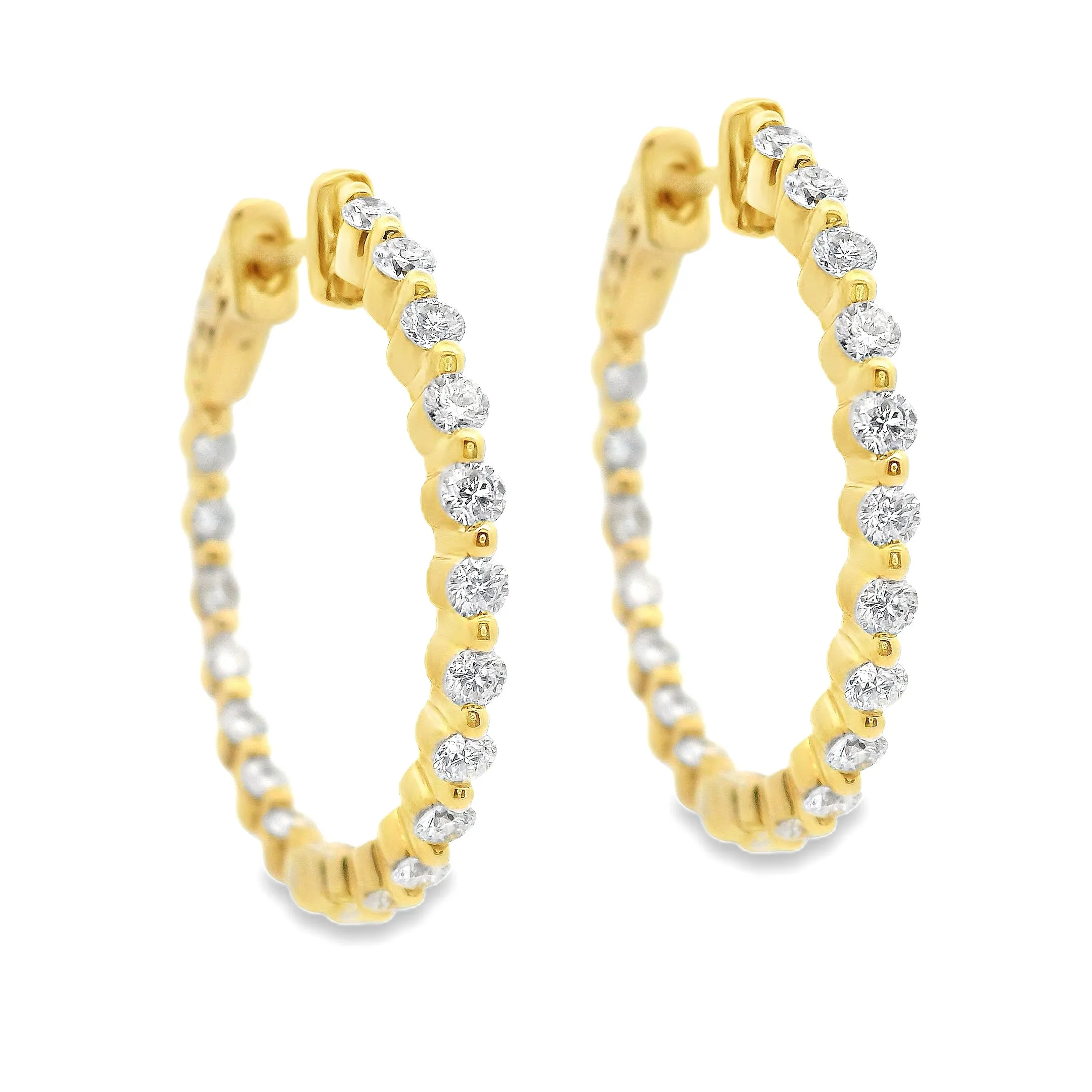 1.11ct 18k Yellow Gold Diamond Hoops