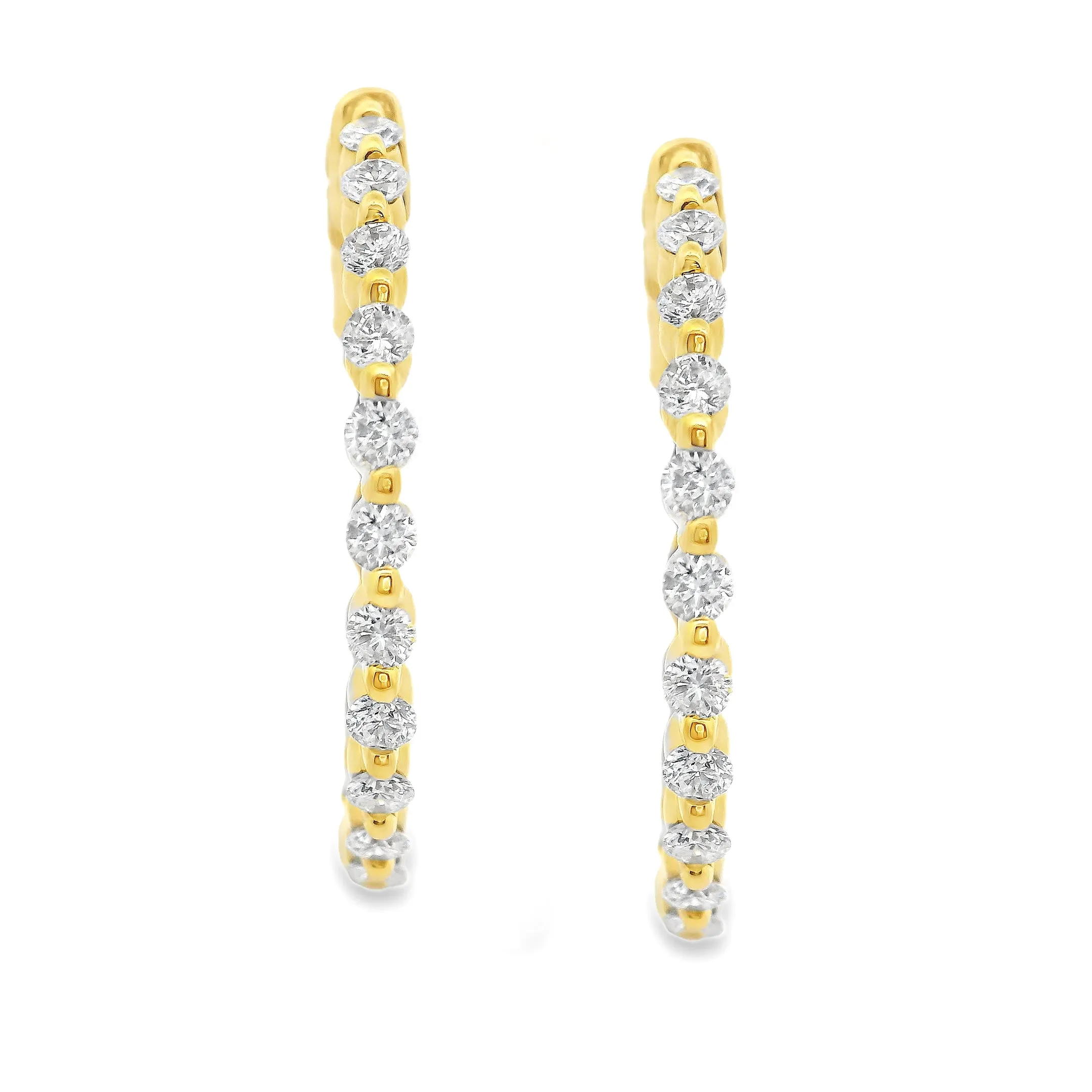 1.11ct 18k Yellow Gold Diamond Hoops