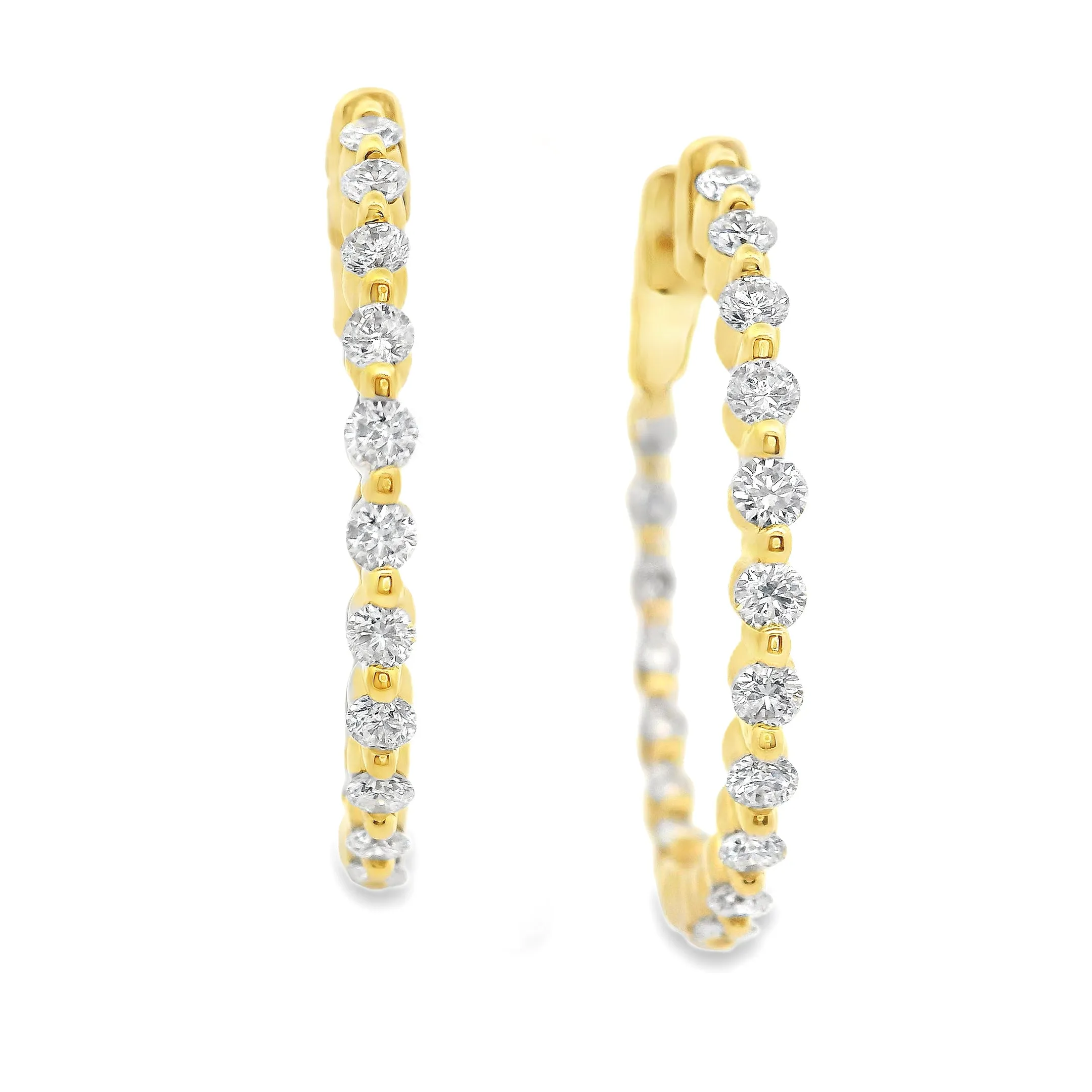 1.11ct 18k Yellow Gold Diamond Hoops