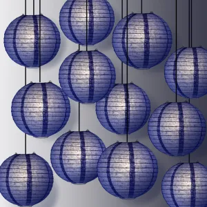 12 PACK | Very Periwinkle / Astra Blue Even Ribbing Round Paper Lantern, Hanging Combo Set