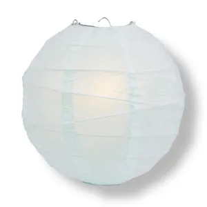 12" Arctic Spa Blue Round Paper Lantern, Crisscross Ribbed, Chinese Hanging Wedding & Party Decoration