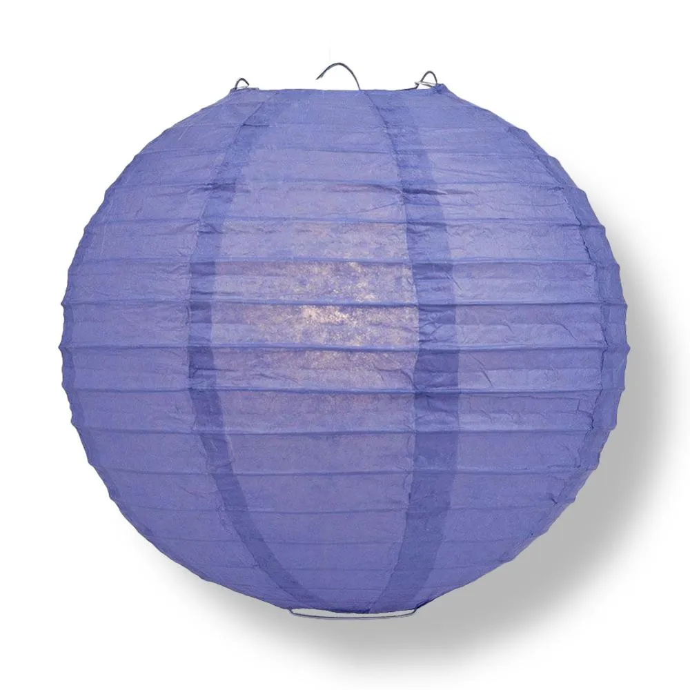 12" Very Periwinkle / Astra Blue Round Paper Lantern, Even Ribbing, Chinese Hanging Wedding & Party Decoration