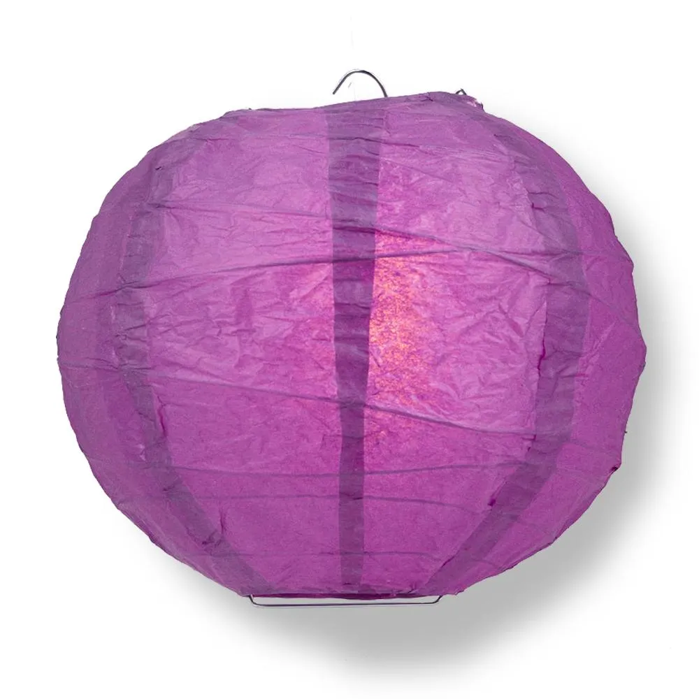 12" Violet / Orchid Round Paper Lantern, Crisscross Ribbing, Chinese Hanging Wedding & Party Decoration