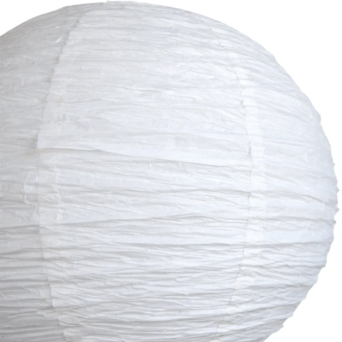 12" White Round Crepe Paper Lantern, Even Ribbing, Chinese Hanging Wedding & Party Decoration