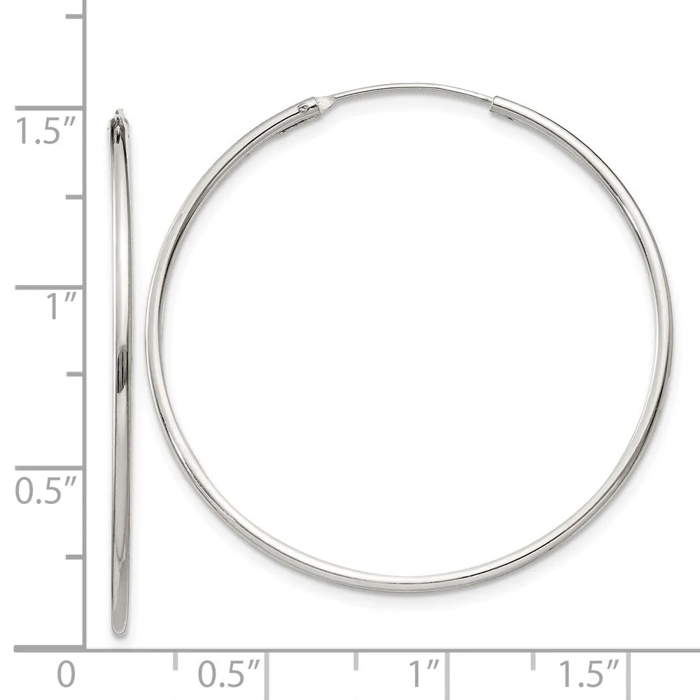 1.3mm, Sterling Silver, Endless Hoop Earrings - 34mm (1 3/8 Inch)