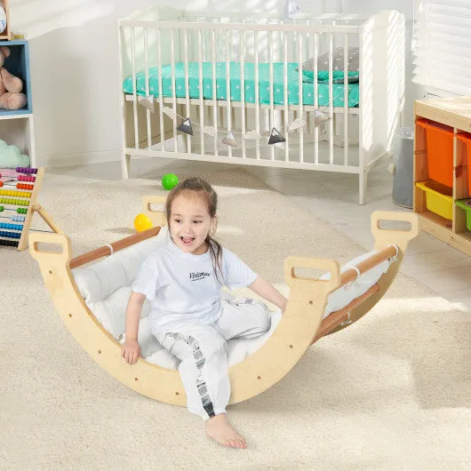 2-in-1 Arch Rocker with Soft Cushion for Toddlers-Natural