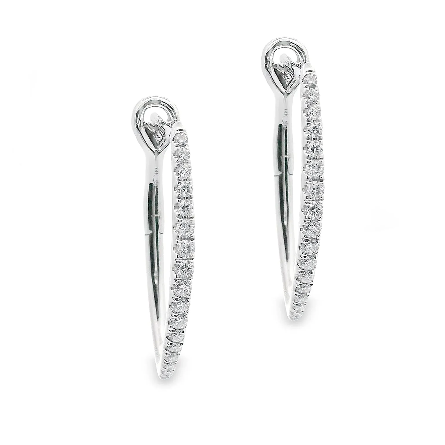 .35ct 14k White Gold Diamond Hoop Earrings