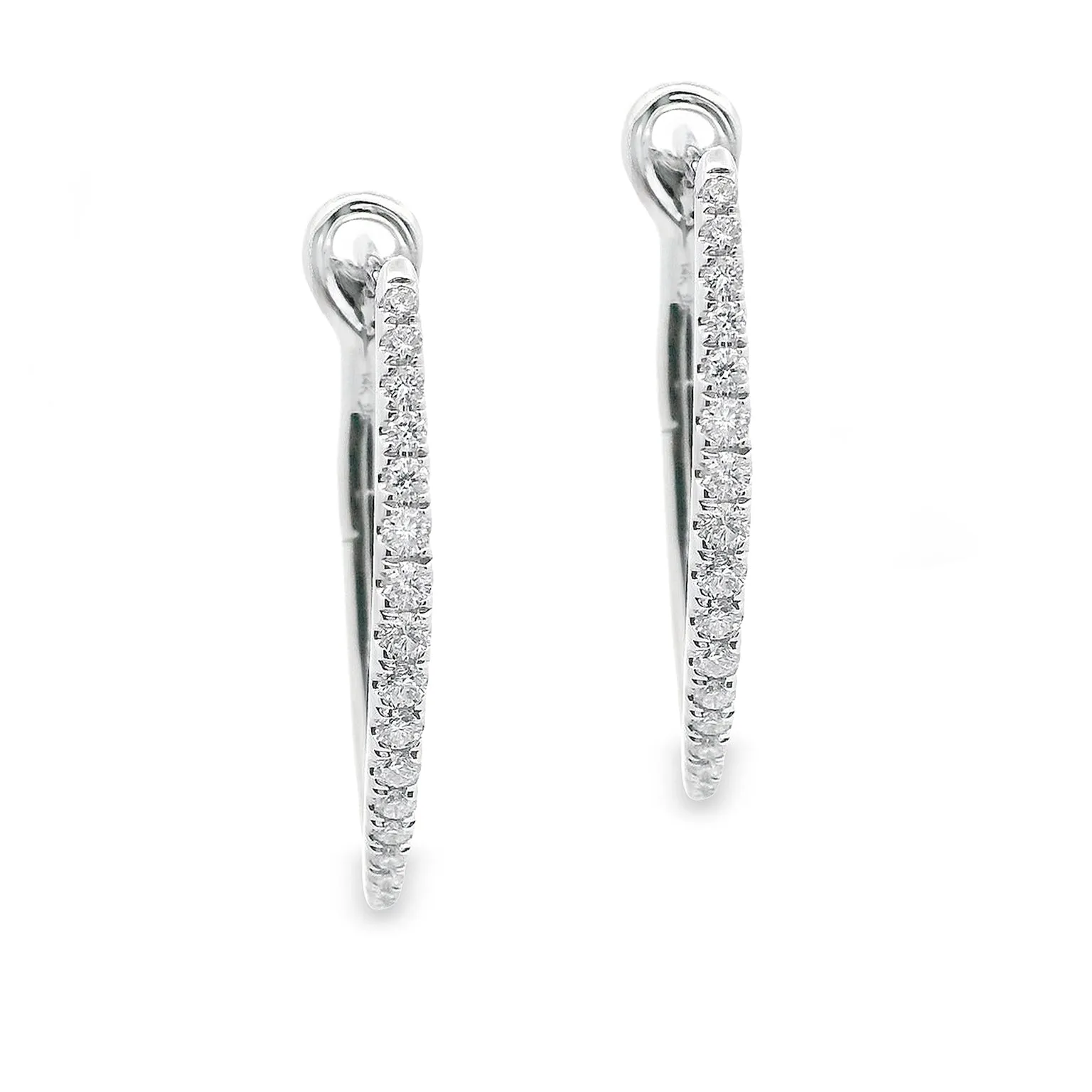 .35ct 14k White Gold Diamond Hoop Earrings