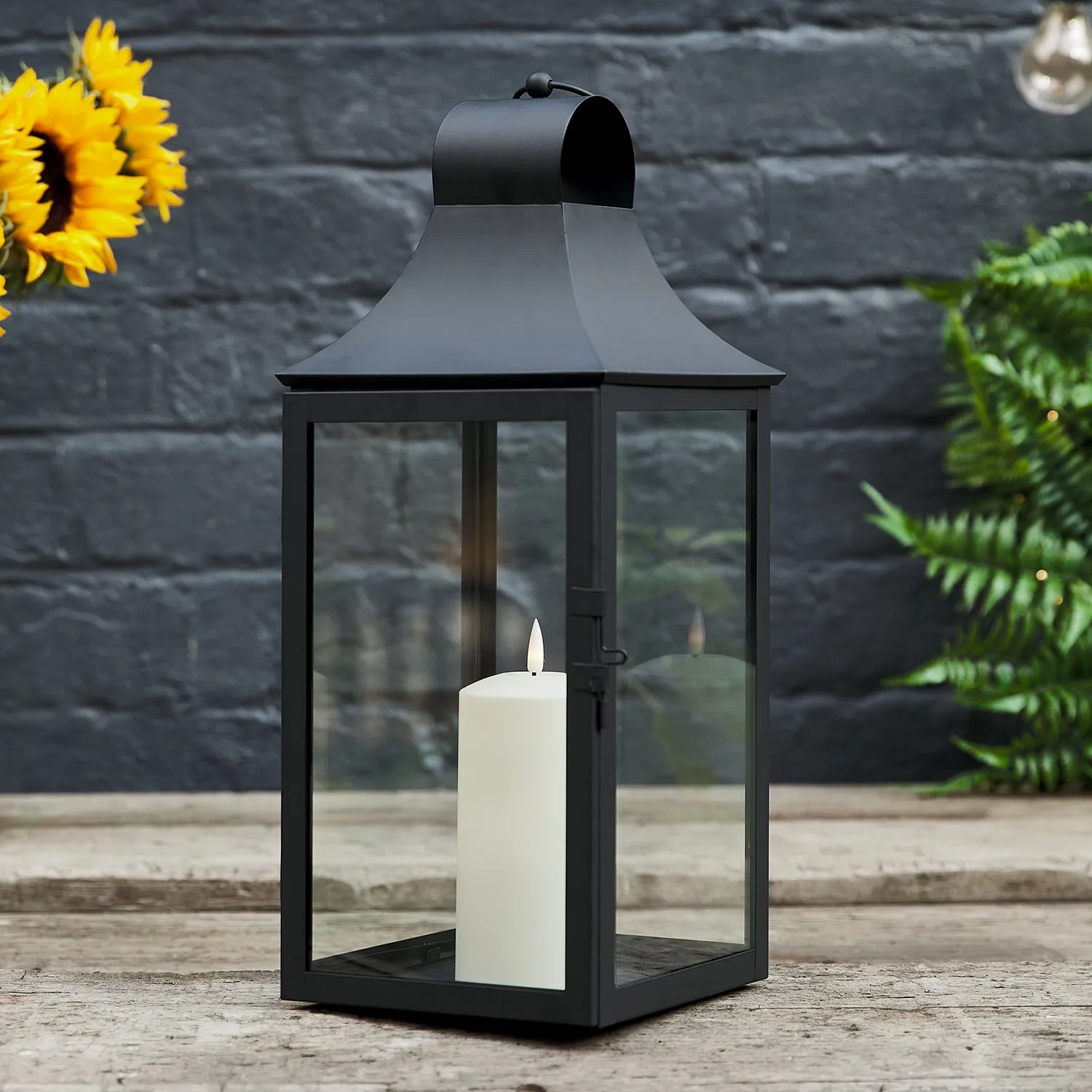 45cm Albury Black Garden Lantern with TruGlow® Candle