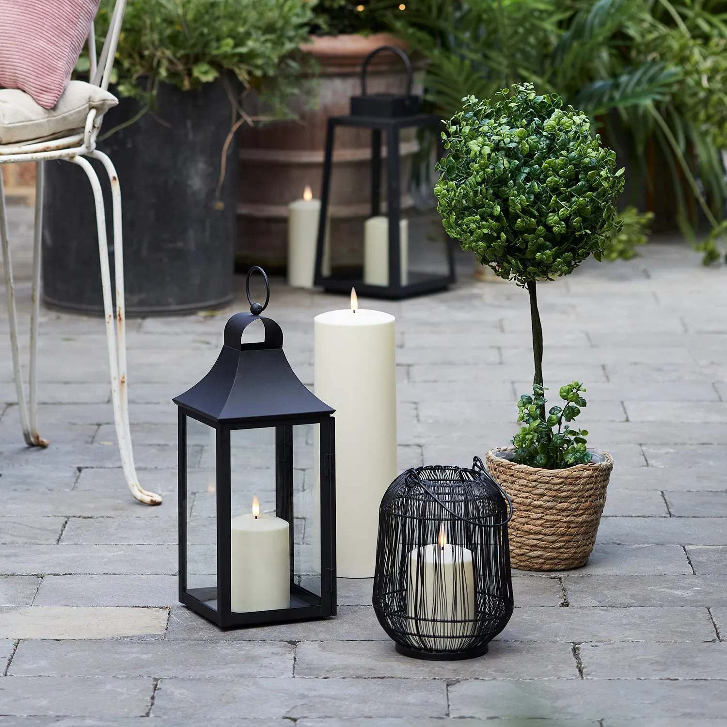 45cm Albury Black Garden Lantern with TruGlow® Candle