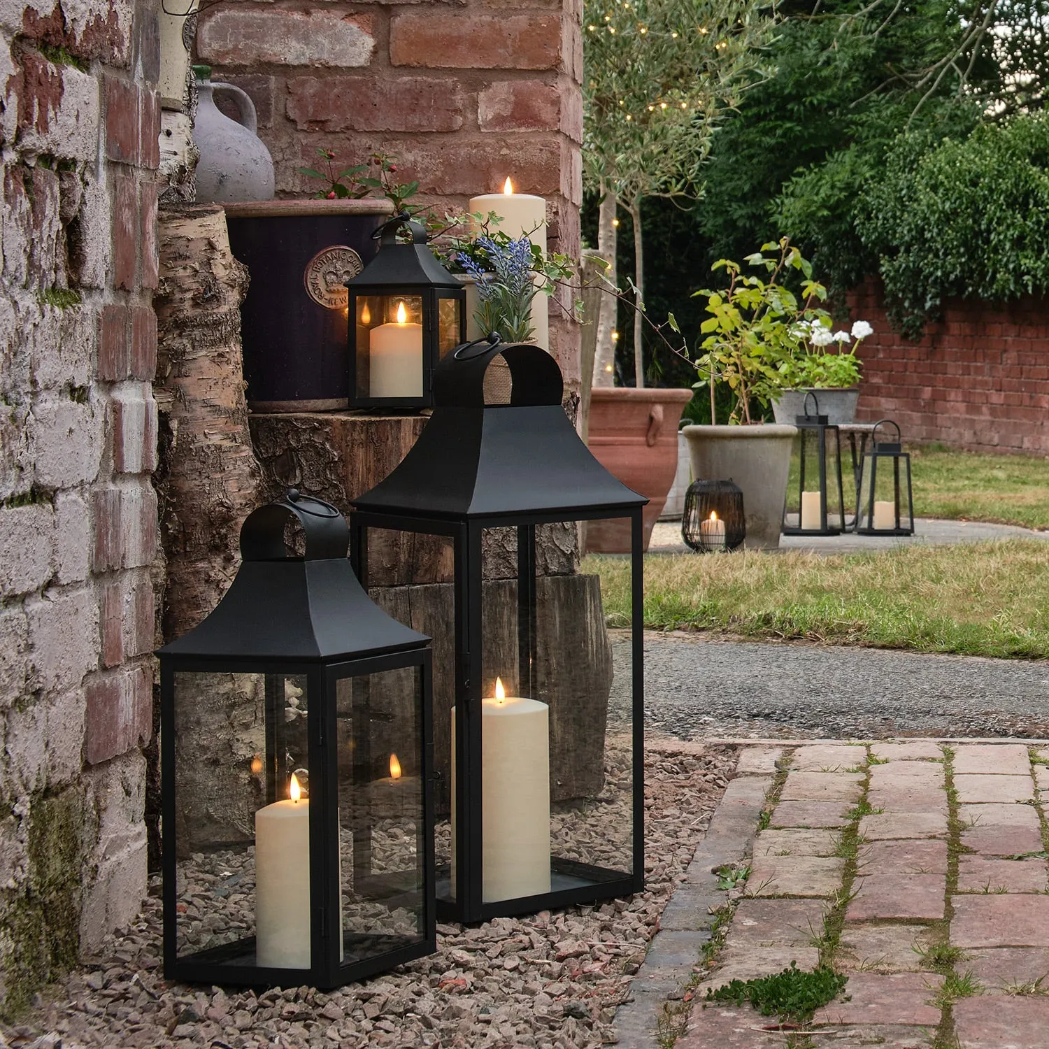 59cm Albury Black Garden Lantern with TruGlow® Candle