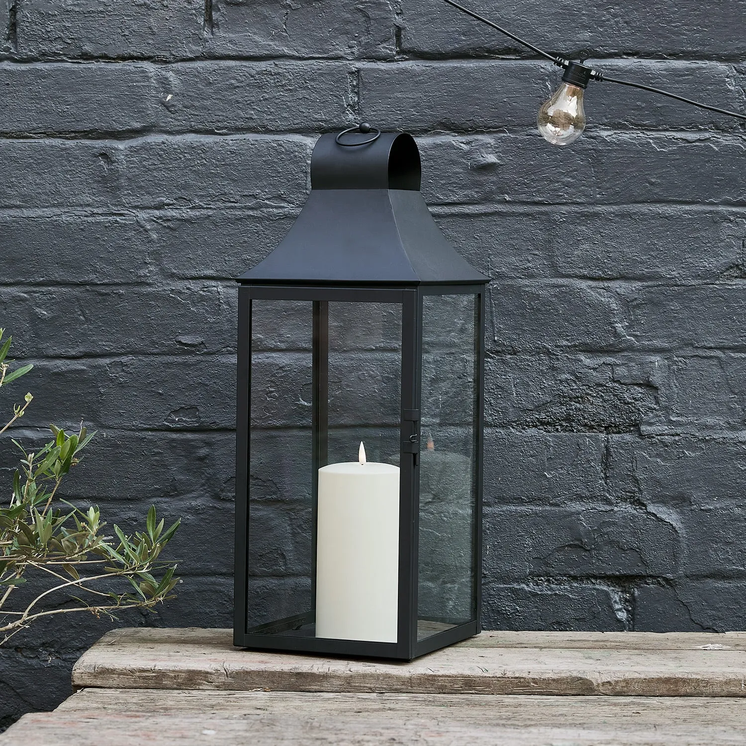 59cm Albury Black Garden Lantern with TruGlow® Candle