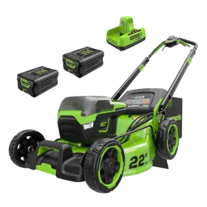 60V 22" Brushless Cordless Self-Propelled Lawn Mower w/ (2) 5.0Ah Battery & Dual Port Charger