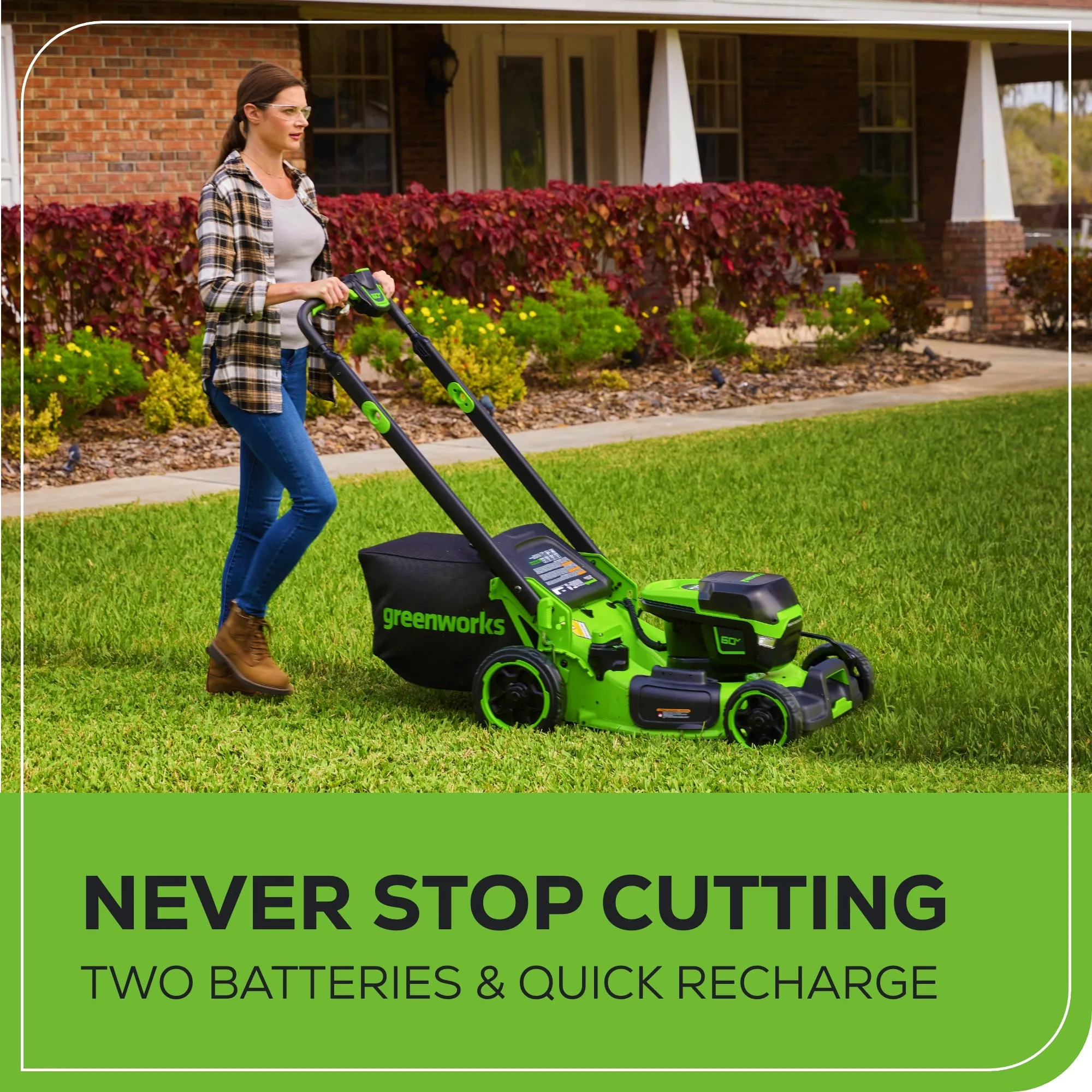 60V 22" Brushless Cordless Self-Propelled Lawn Mower w/ (2) 5.0Ah Battery & Dual Port Charger