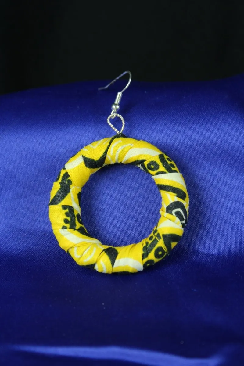 African Earrings in Yellow Ankara