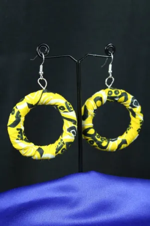 African Earrings in Yellow Ankara