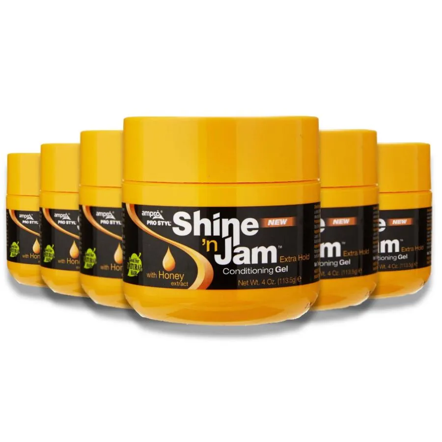 Ampro - Pro Style Shine'n Jam Conditioning Gel, Extra Hold - 4 Oz - 6 Pack