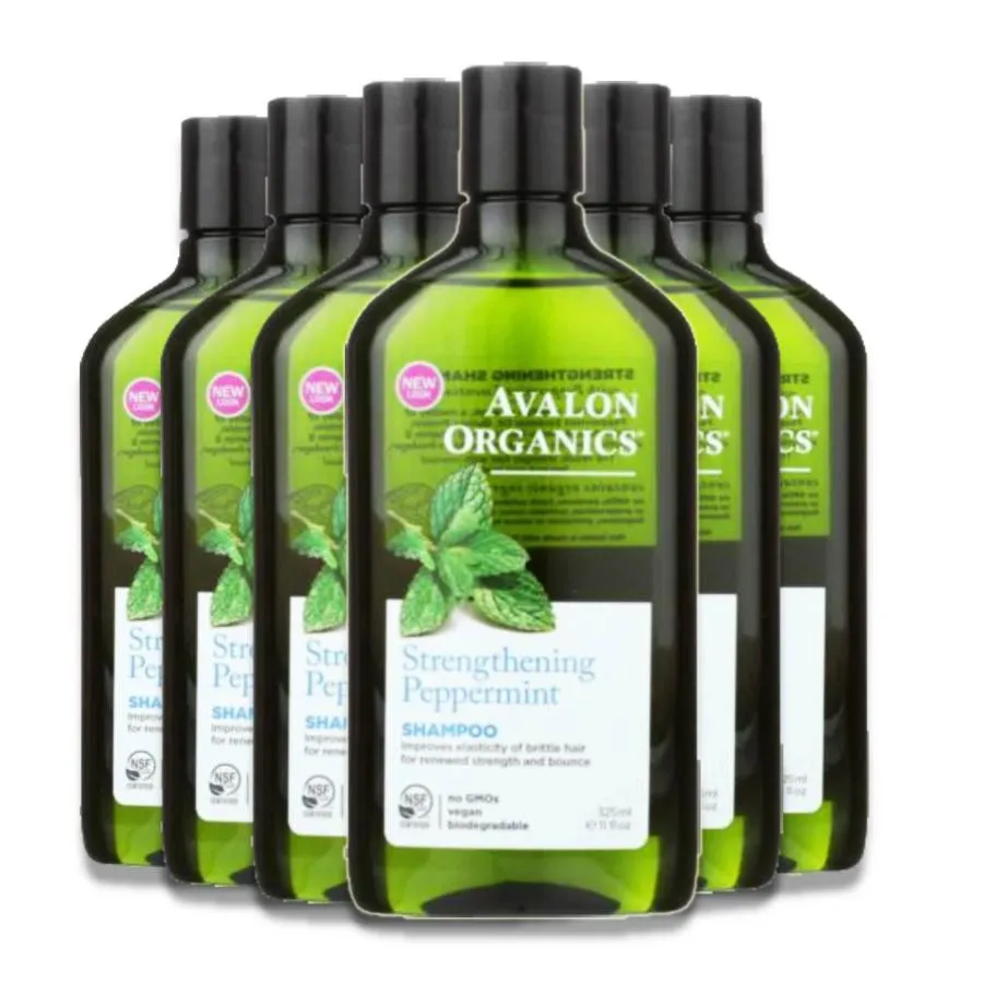 Avalon Organics Strengthening Peppermint Shampoo 11 Fl. oz - 6 Pack