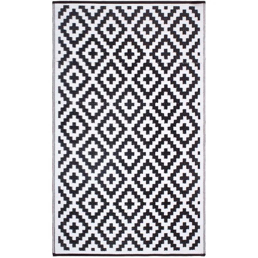 Aztec Black & White Diamond Pattern Foldable Waterproof Large Camping Mat - 270x360 CM