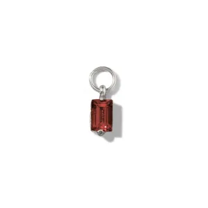 Baguette Charm, Garnet, Silver