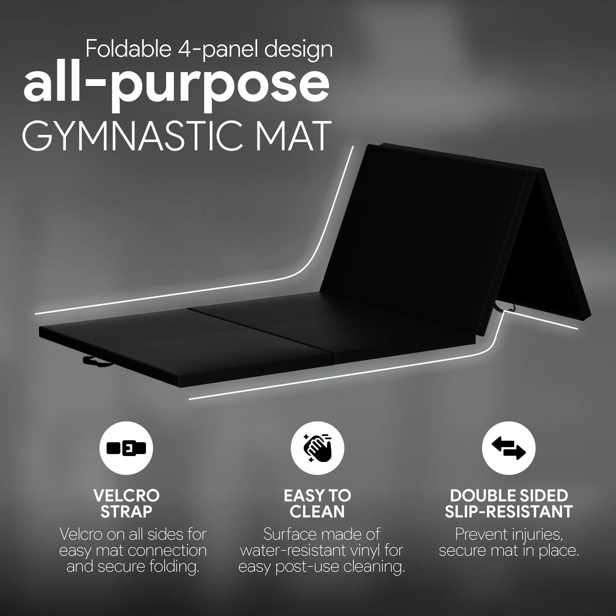 BalanceFrom 4' x 8' x 2" All Purpose Folding Fitness Gymnastics Gym Mat, Black