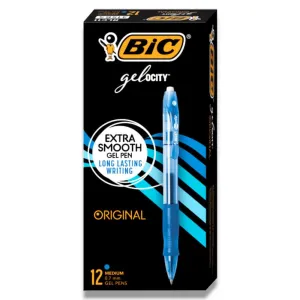 BIC Gel-ocity Retractable Gel Pen, Blue Ink, (.7mm, Medium) 12ct.