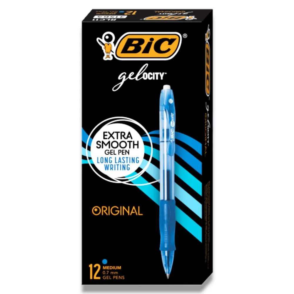 BIC Gel-ocity Retractable Gel Pen, Blue Ink, (.7mm, Medium) 12ct.