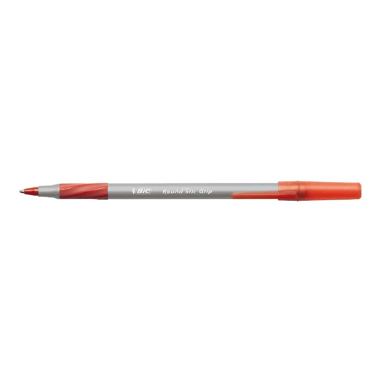 BIC Round Stic Grip Xtra Comfort Ballpoint Pen, Red Ink, 1.2mm, Medium, 12ct.