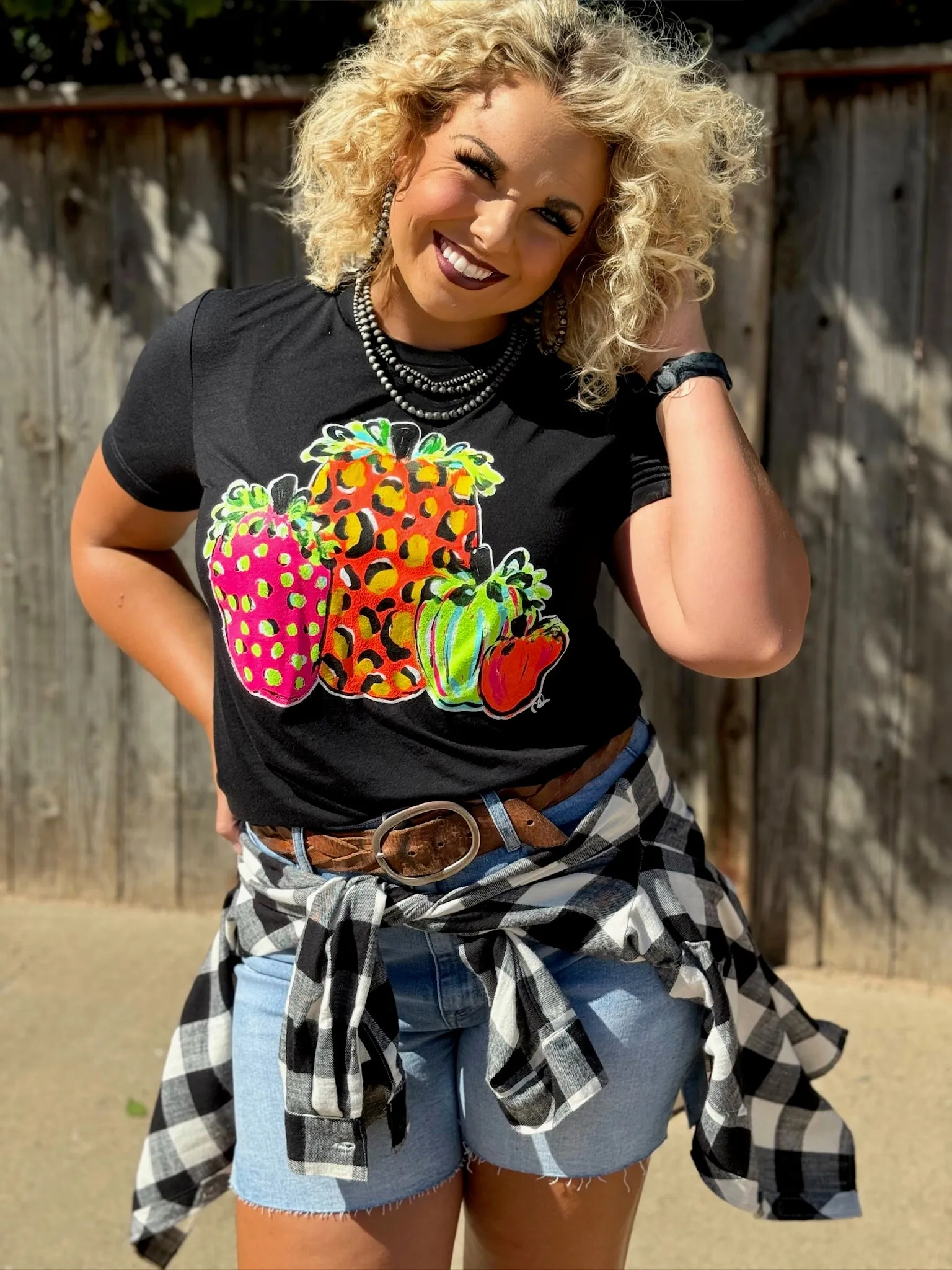 Callie's Neon Pumpkins Graphic Tee by Texas True Threads