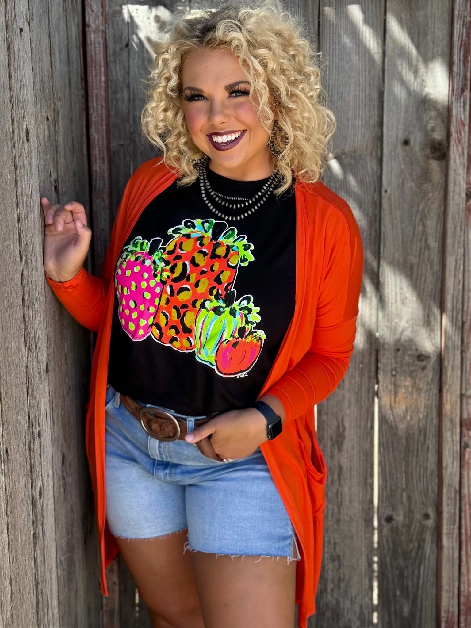 Callie's Neon Pumpkins Graphic Tee by Texas True Threads