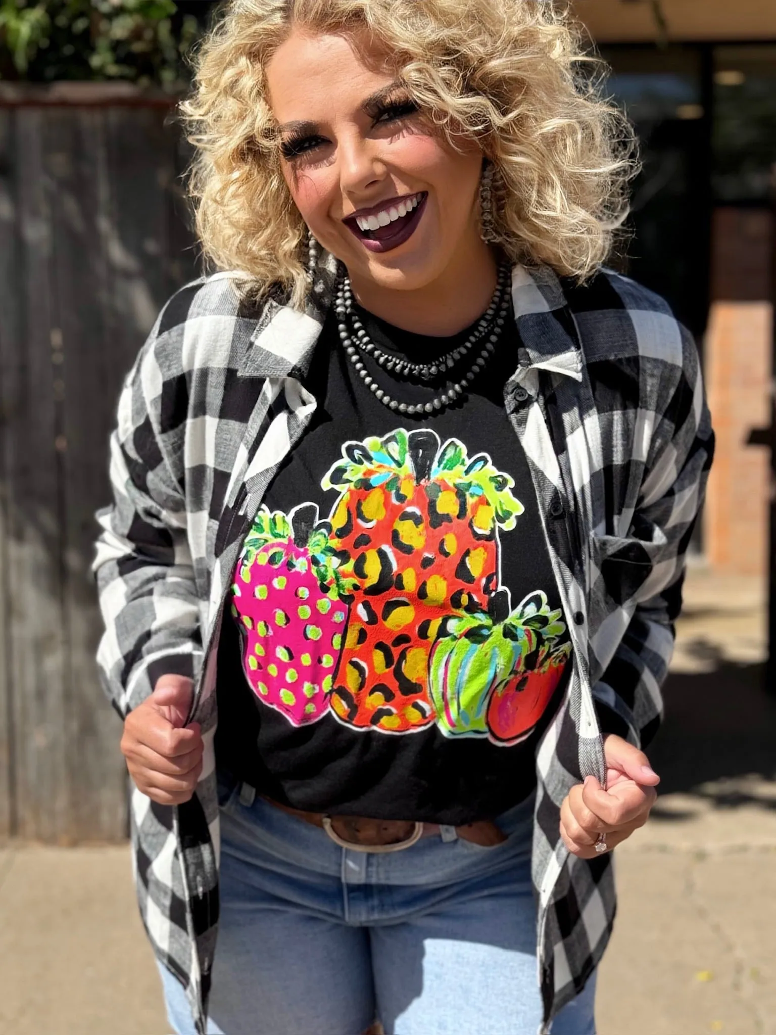 Callie's Neon Pumpkins Graphic Tee by Texas True Threads