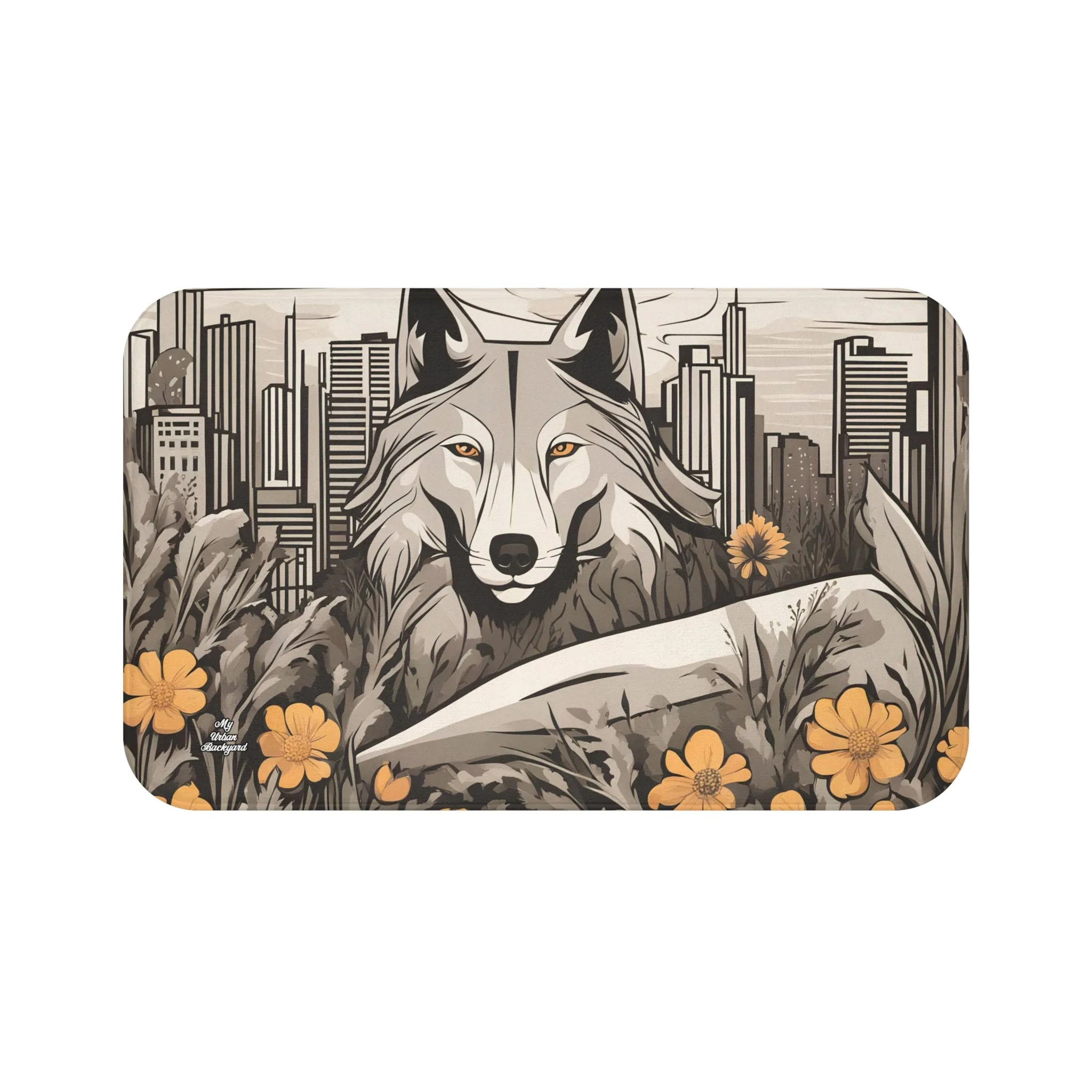 City Wolf, Memory Foam Bath Mat - Cozy Bathroom Essential