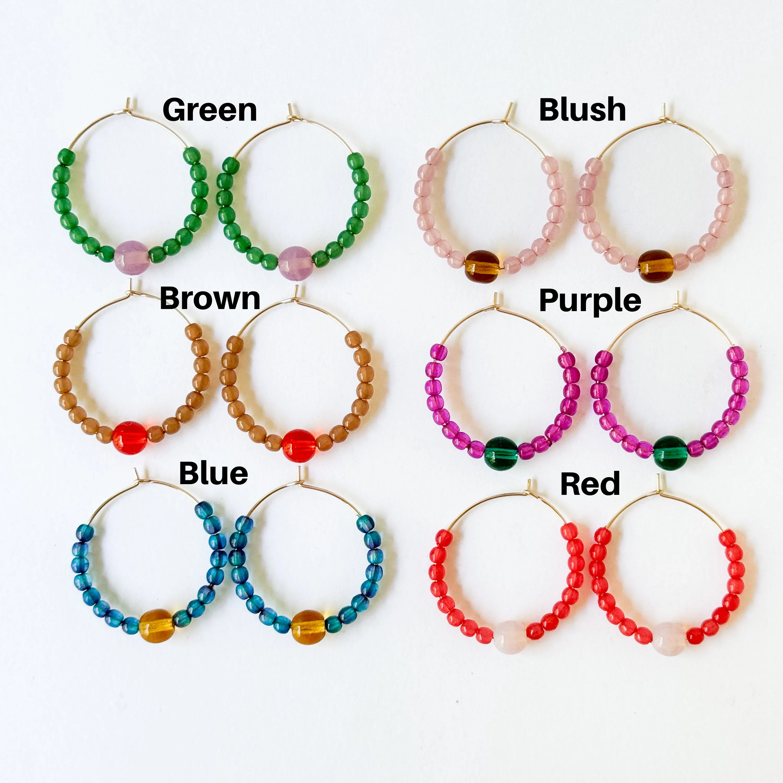 Colorful 1" Gold Filled Hoops with Beads - WS