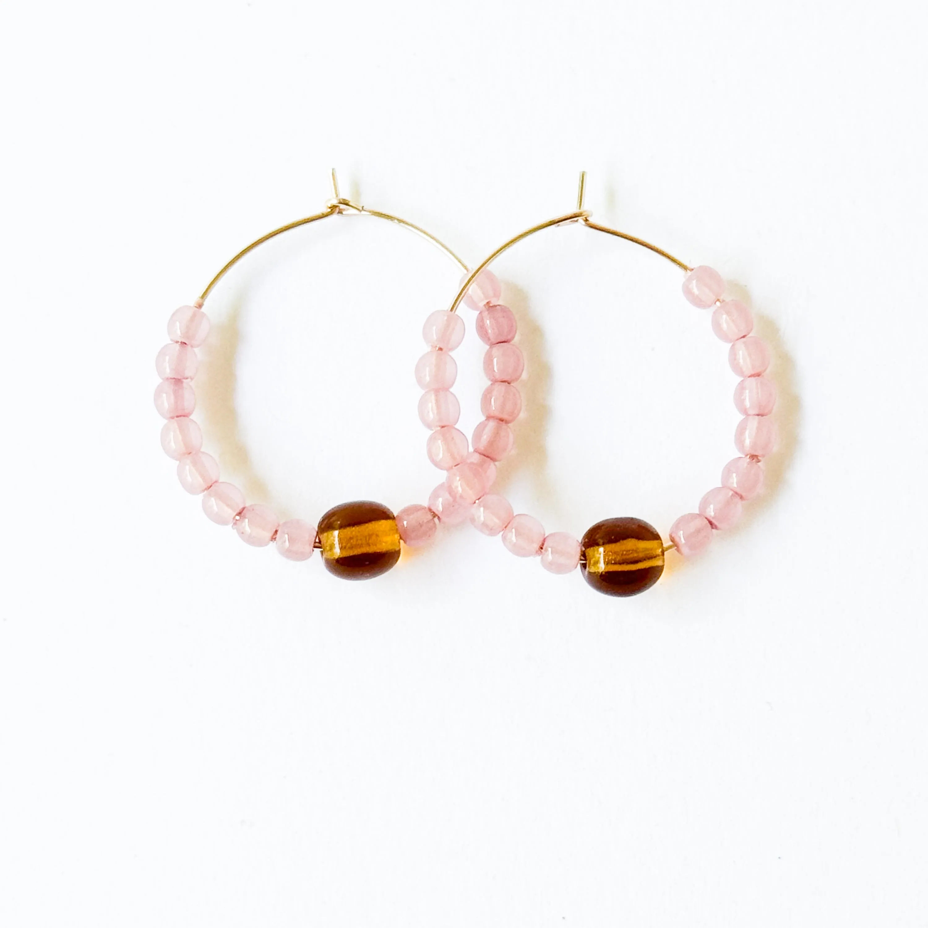 Colorful 1" Gold Filled Hoops with Beads - WS