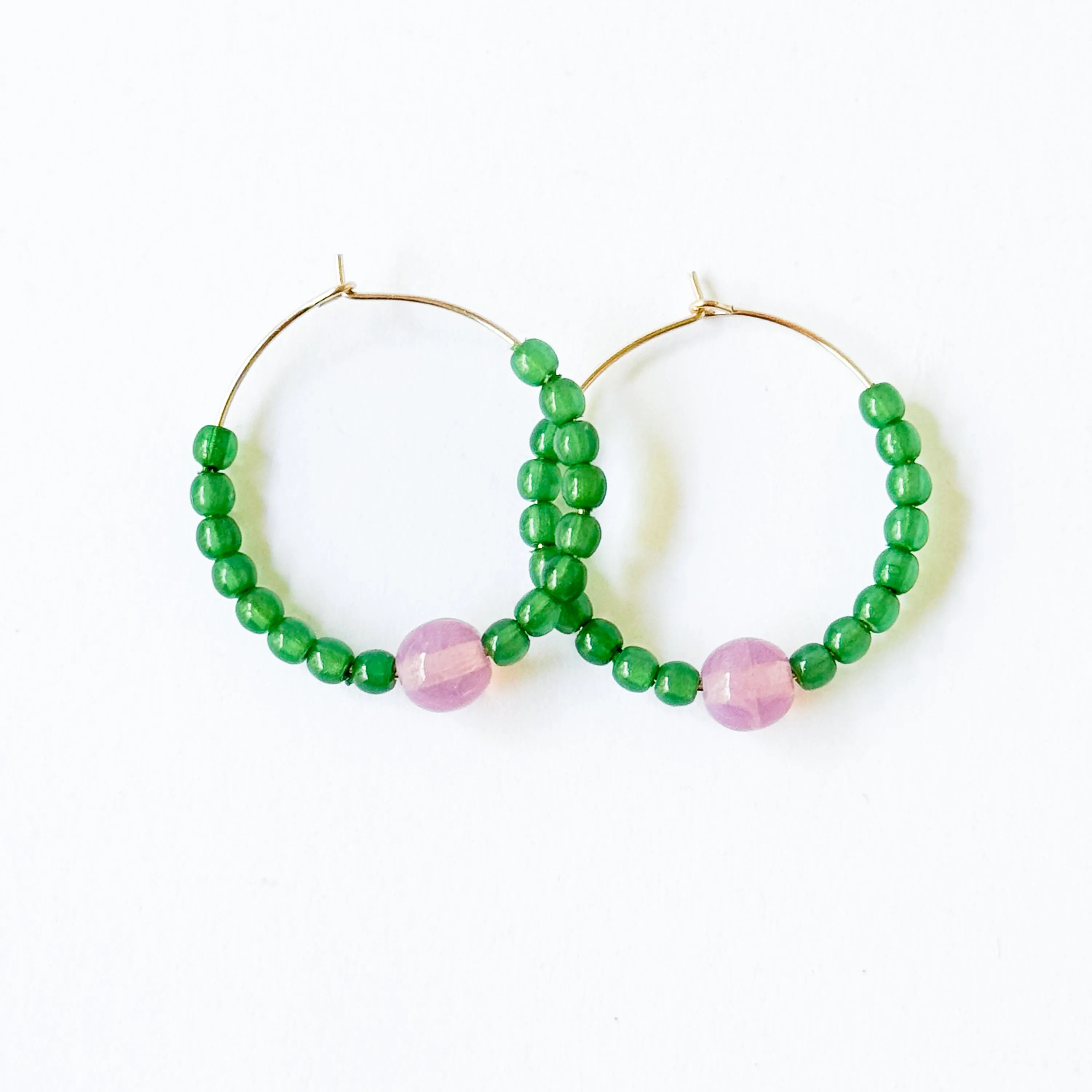 Colorful 1" Gold Filled Hoops with Beads