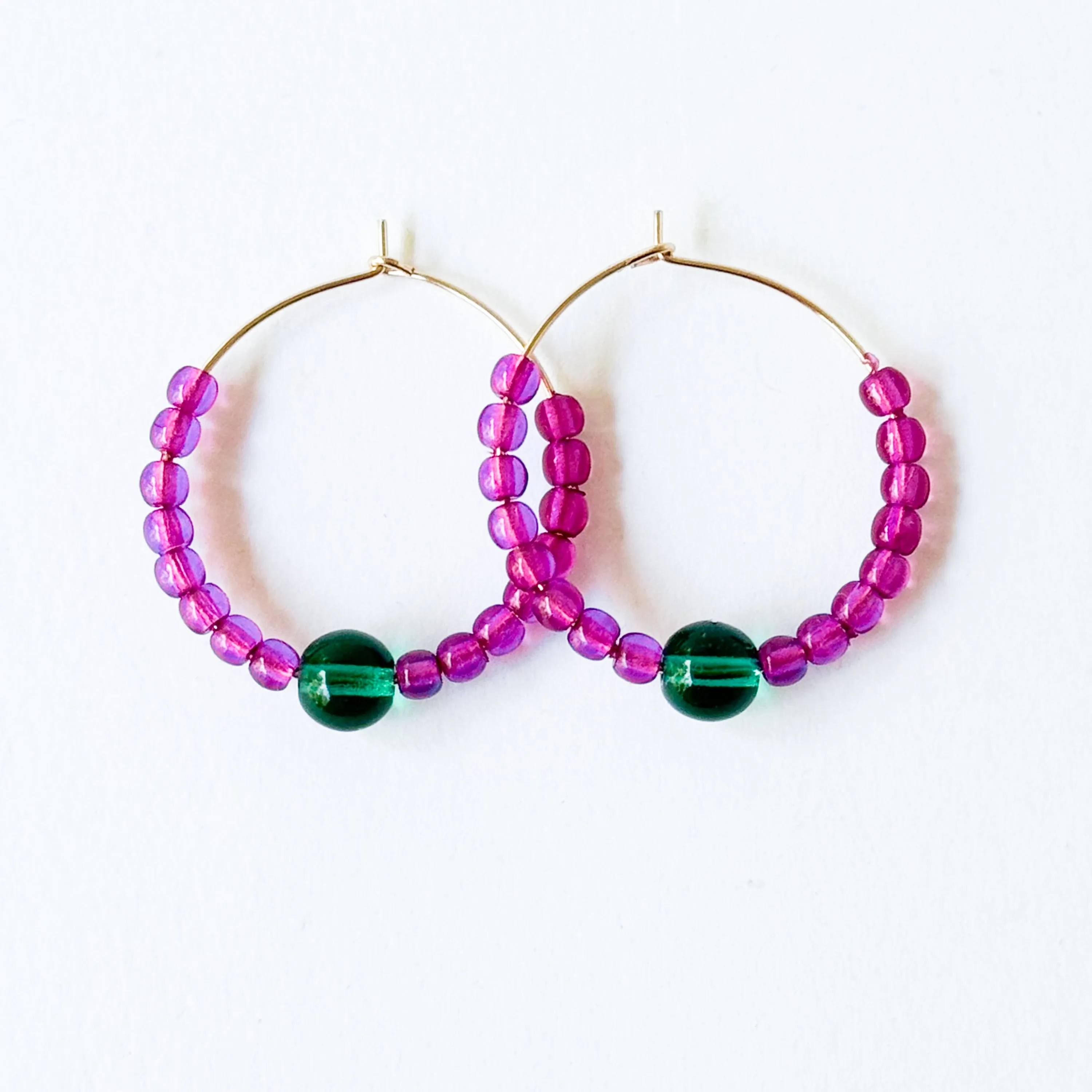 Colorful 1" Gold Filled Hoops with Beads