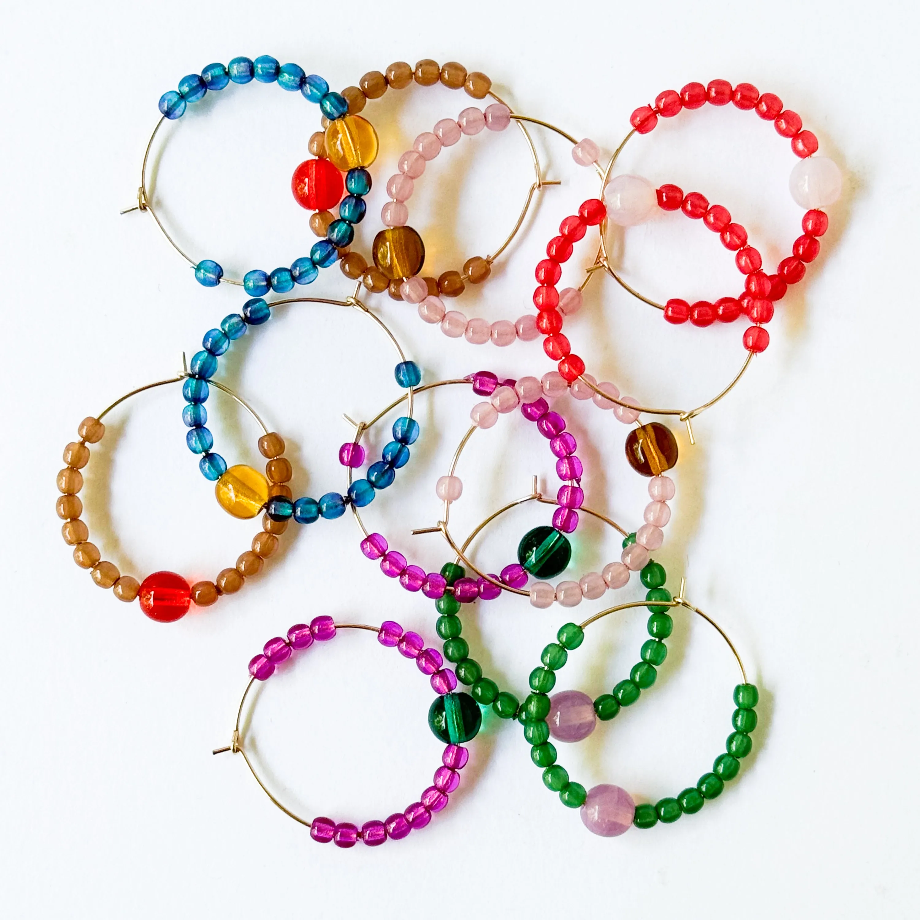 Colorful 1" Gold Filled Hoops with Beads