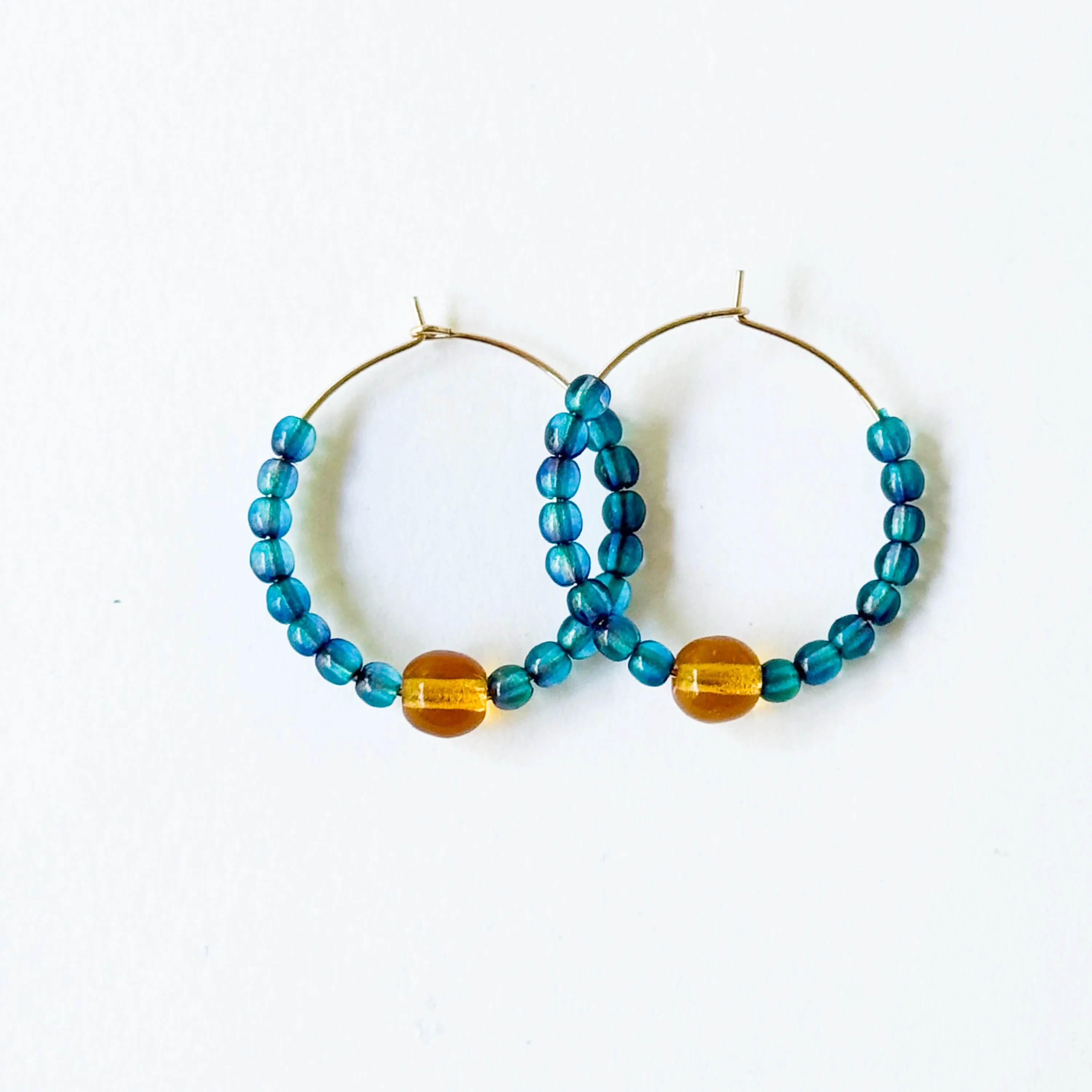 Colorful 1" Gold Filled Hoops with Beads