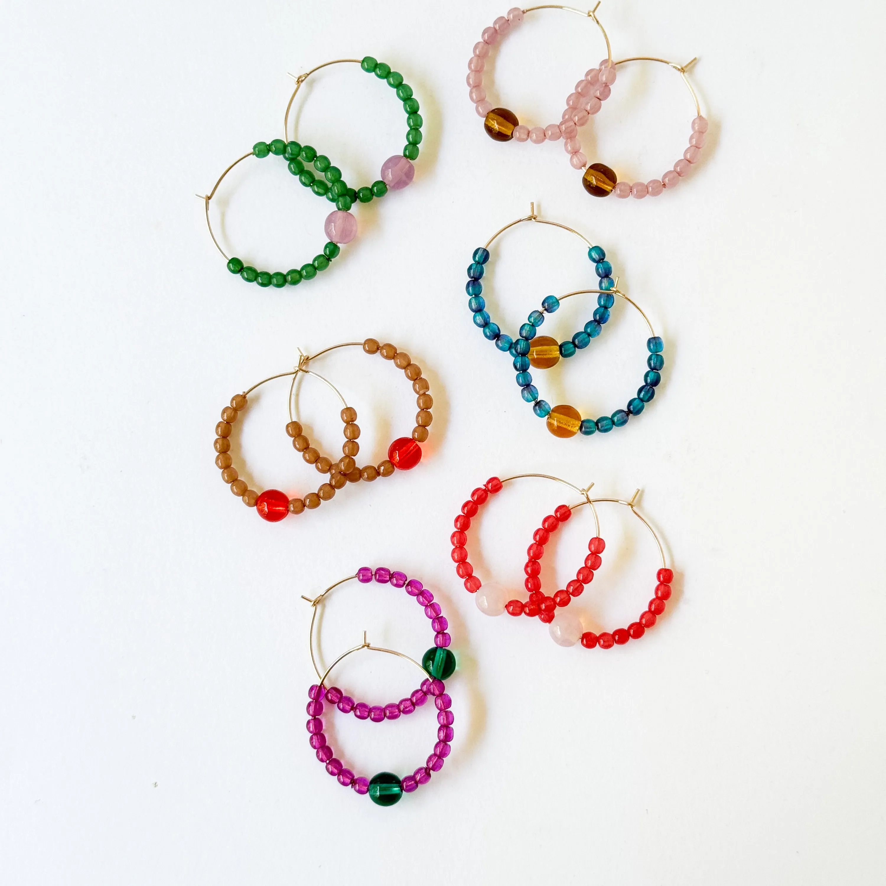 Colorful 1" Gold Filled Hoops with Beads