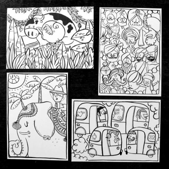 Colour-In(dia) Postcards, Set of 4