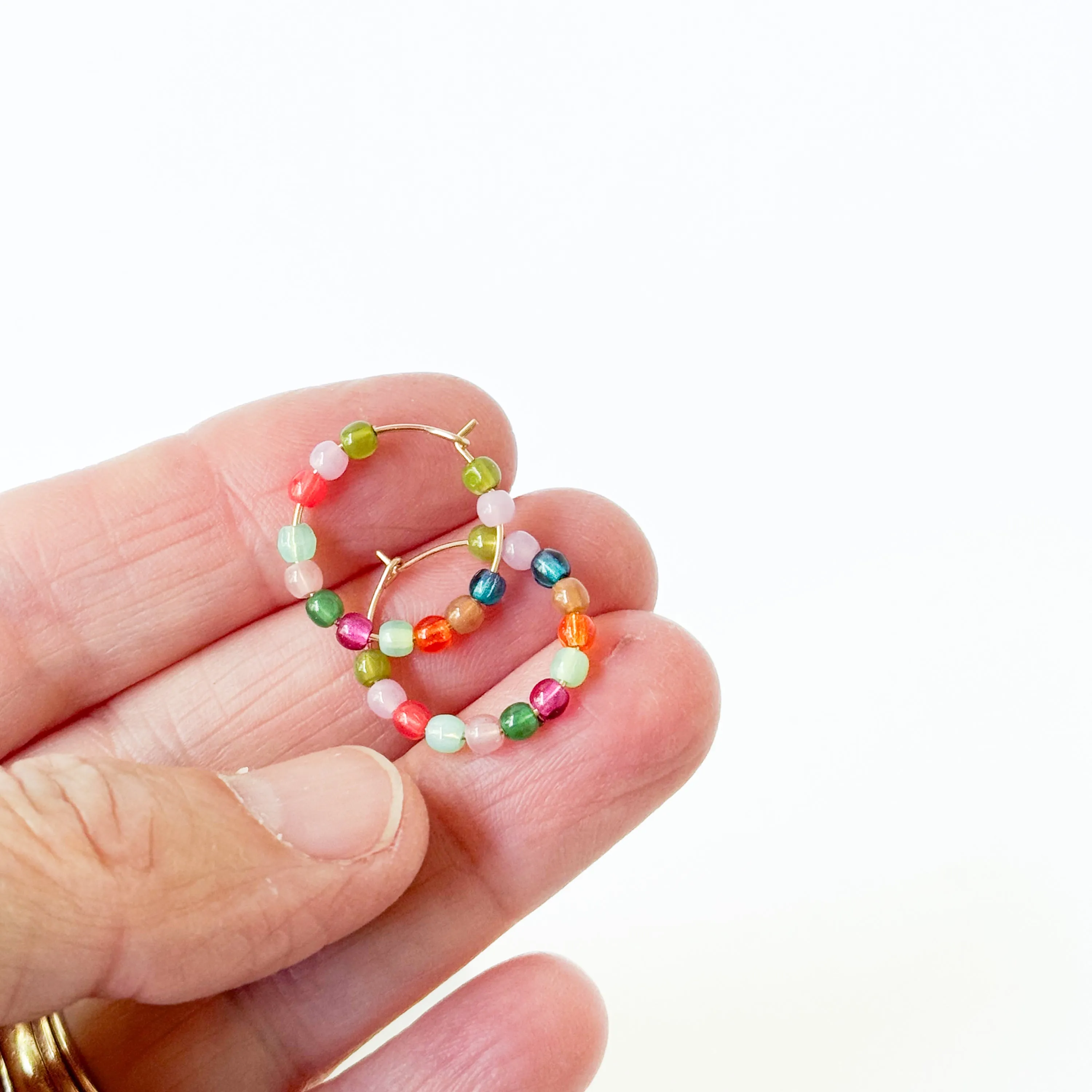 Cute Little Gold Filled Hoops With Beads