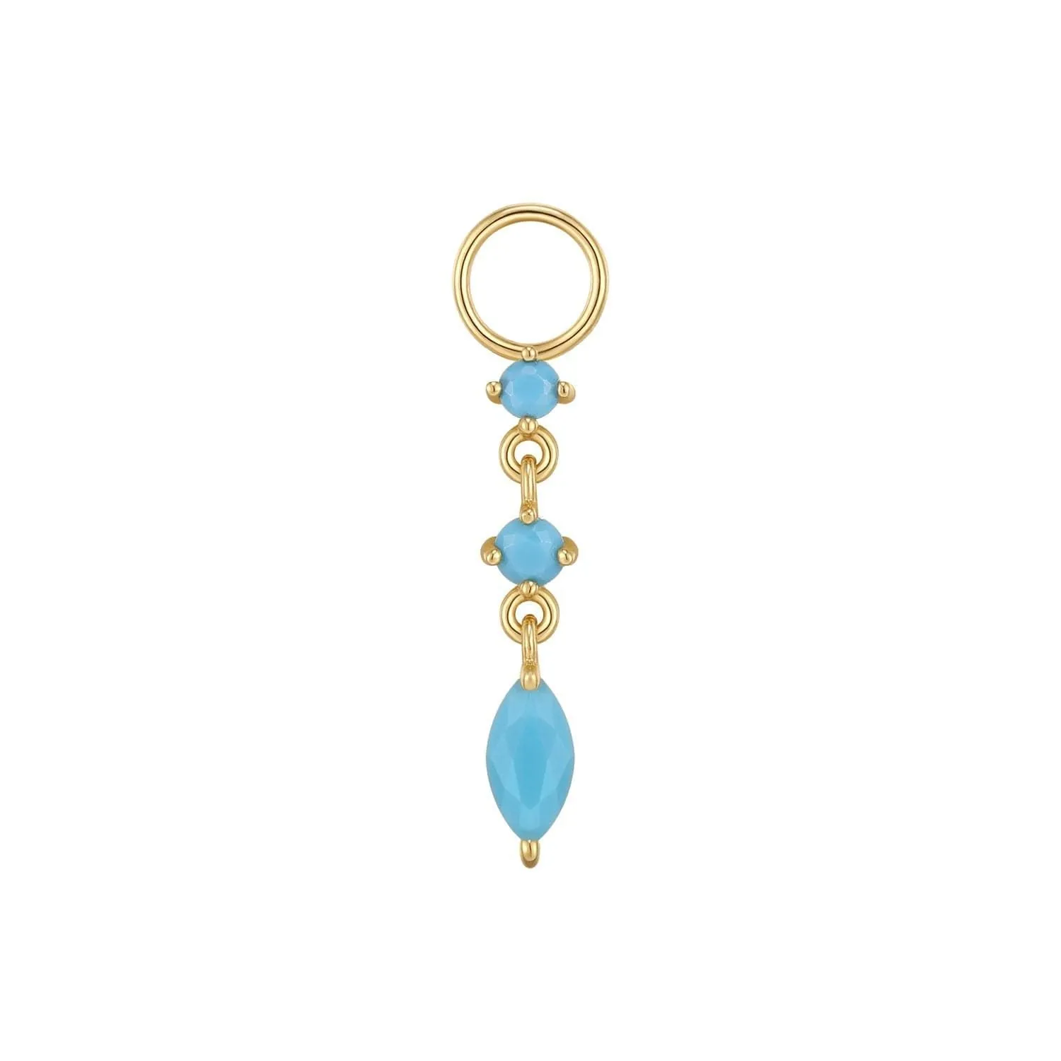 CZ DRIP HOOP CHARM WITH TURQUOISE