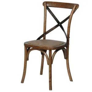 Dark Elm Steel X-back Dining Chair