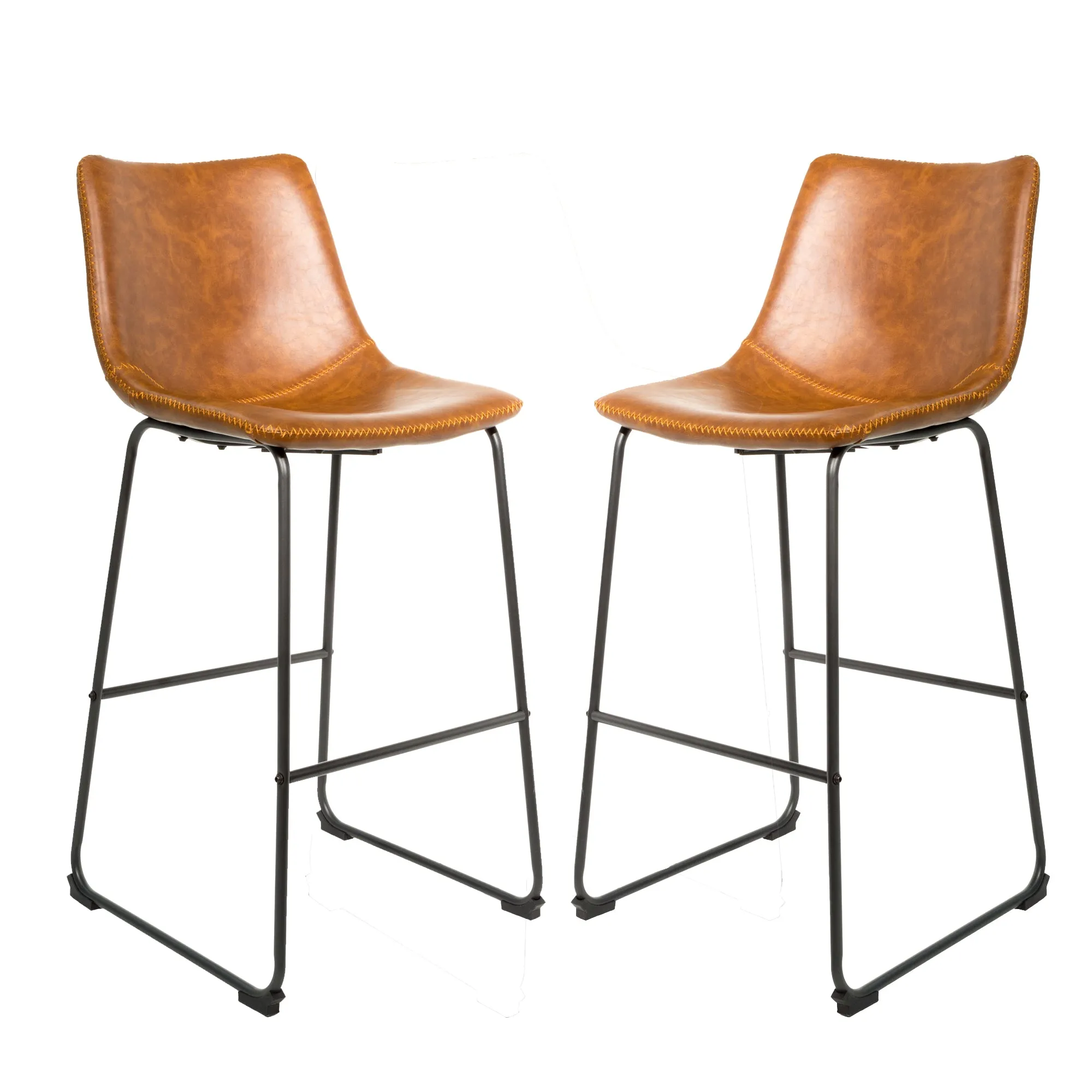 Dexter Tan Brown Set of Two Kitchen Bar Stools